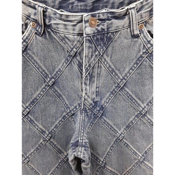 Rare Vintage Boho High Waisted Diamond Patchwork Denim Jeans - Picture 3 of 8